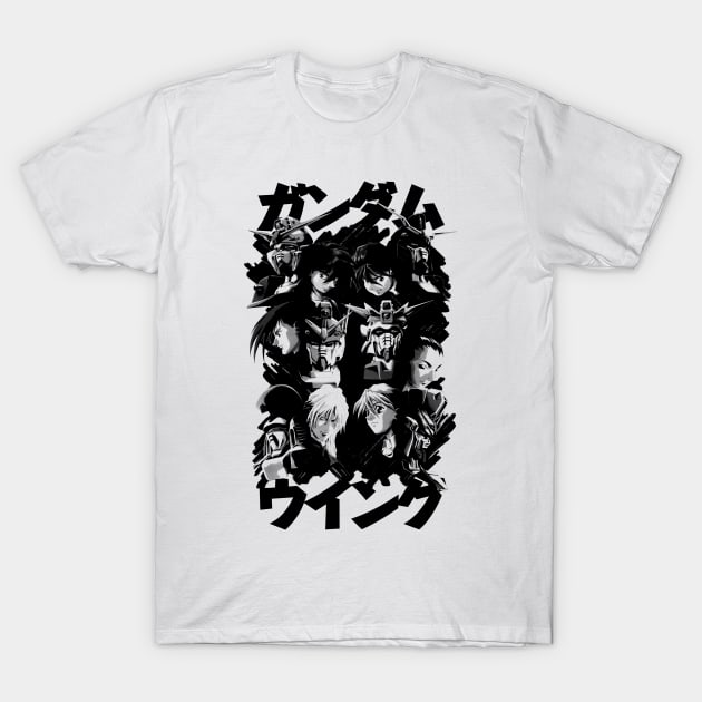 Gundam Wing Pilots (black) T-Shirt by geekingink